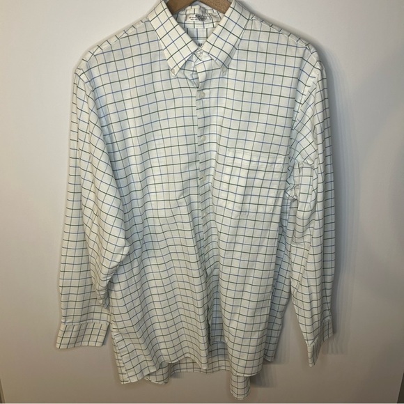 Van Heusen Men’s White, Blue, and Green Plaid Button Down Collar Shirt, Size XL - Picture 1 of 6